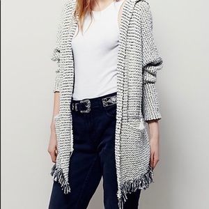 Free people open front speckled cardigan.